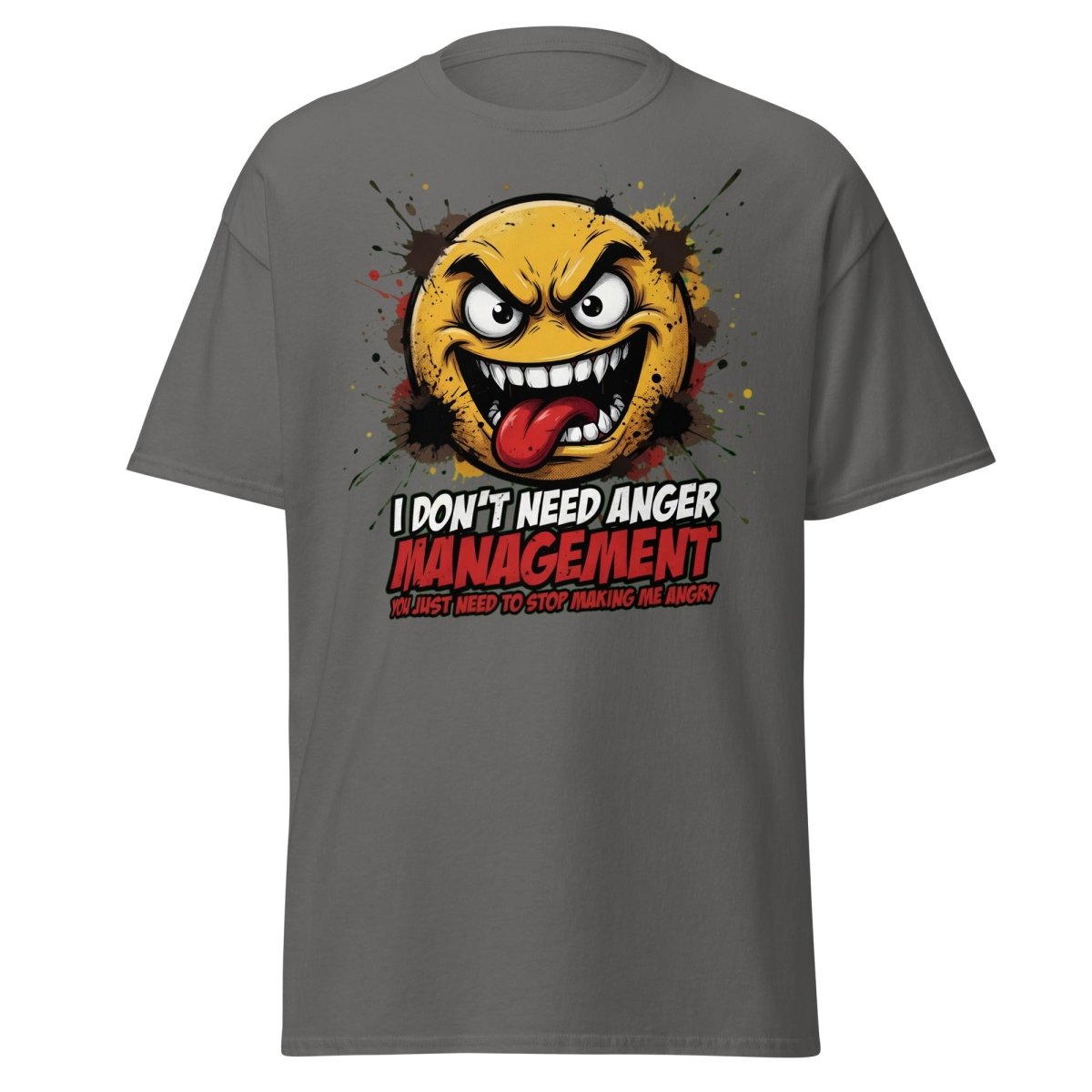 Anger Management Funny T-Shirt – Sarcastic Emoji Tee - Charcoal - TeeRipple