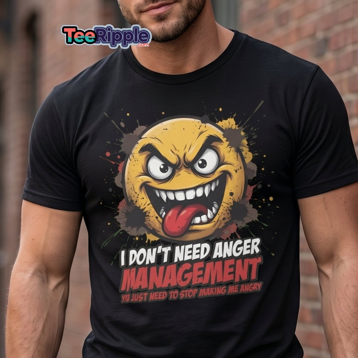 Anger Management Funny T-Shirt – Sarcastic Emoji Tee - Maroon - TeeRipple