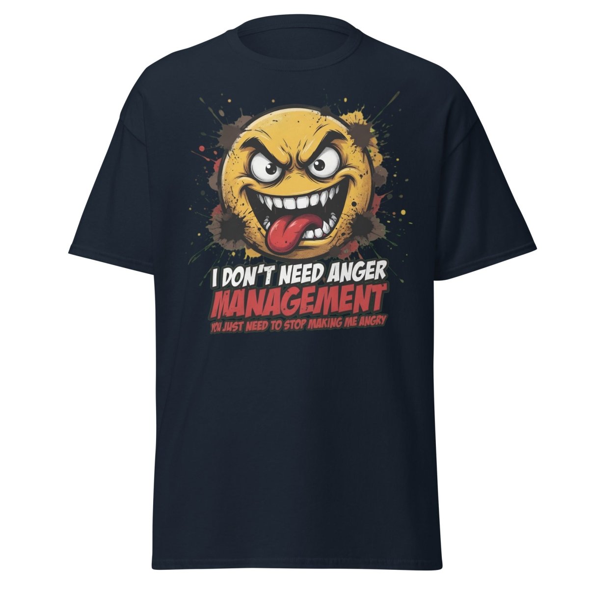 Anger Management Funny T-Shirt – Sarcastic Emoji Tee - Navy - TeeRipple