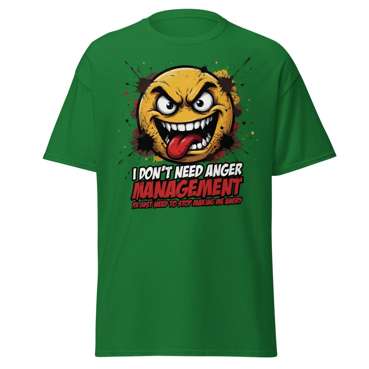 Anger Management Funny T-Shirt – Sarcastic Emoji Tee - Turf Green - TeeRipple
