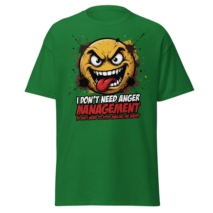 Anger Management Funny T-Shirt – Sarcastic Emoji Tee - Turf Green - TeeRipple