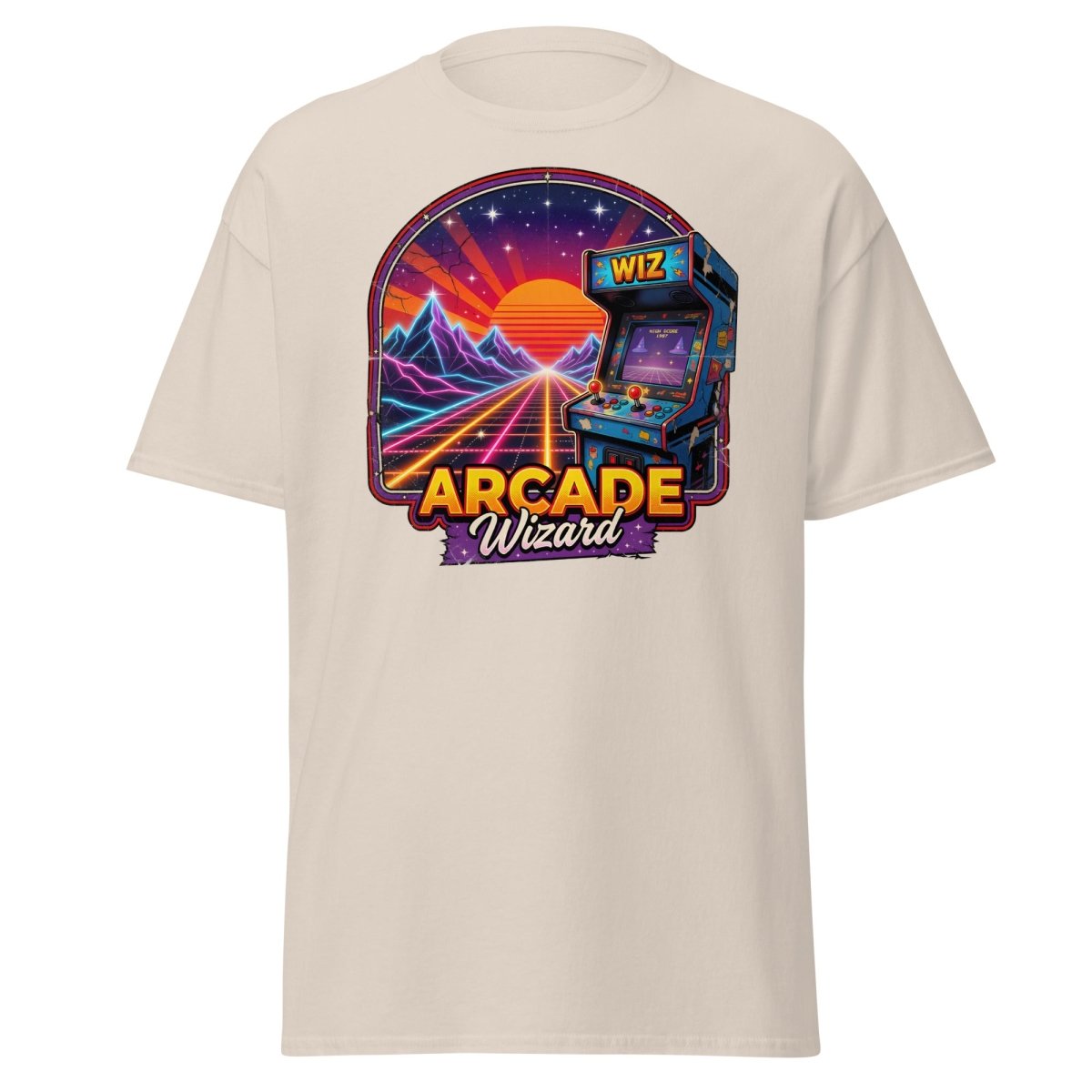 Arcade Wizard Retro 80s Neon T-Shirt | Vintage Arcade Tee - Natural - TeeRipple