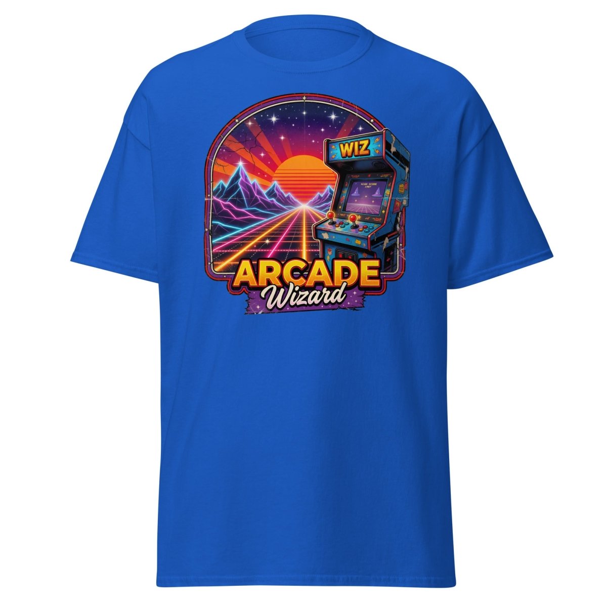 Arcade Wizard Retro 80s Neon T-Shirt | Vintage Arcade Tee - Royal - TeeRipple