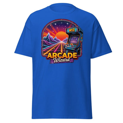 Arcade Wizard Retro 80s Neon T-Shirt | Vintage Arcade Tee - Royal - TeeRipple