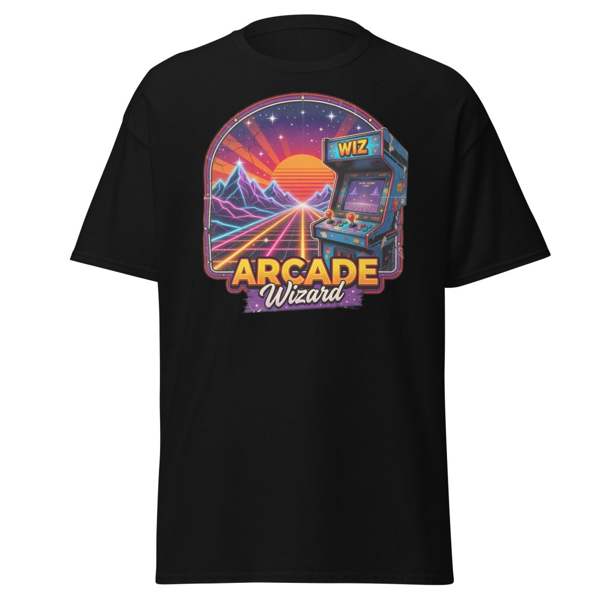 Arcade Wizard Retro 80s Neon T-Shirt | Vintage Arcade Tee - Black - TeeRipple