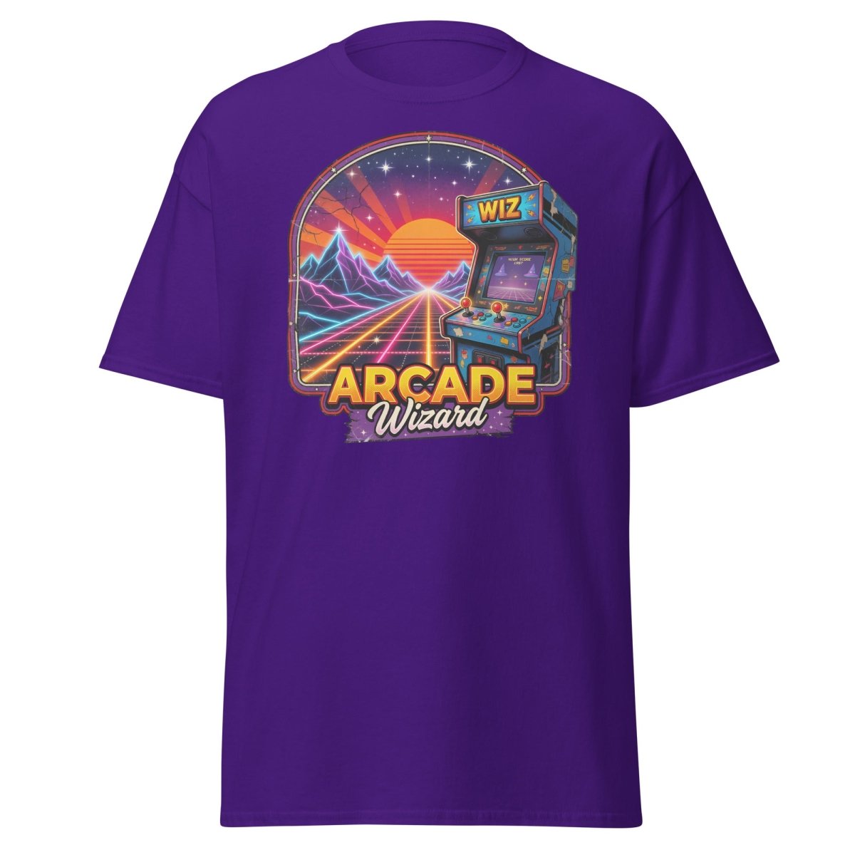 Arcade Wizard Retro 80s Neon T-Shirt | Vintage Arcade Tee - Purple - TeeRipple