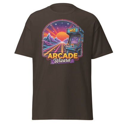 Arcade Wizard Retro 80s Neon T-Shirt | Vintage Arcade Tee - Dark Chocolate - TeeRipple