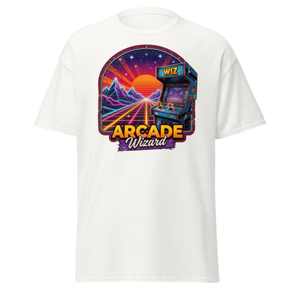 Arcade Wizard Retro 80s Neon T-Shirt | Vintage Arcade Tee - White - TeeRipple