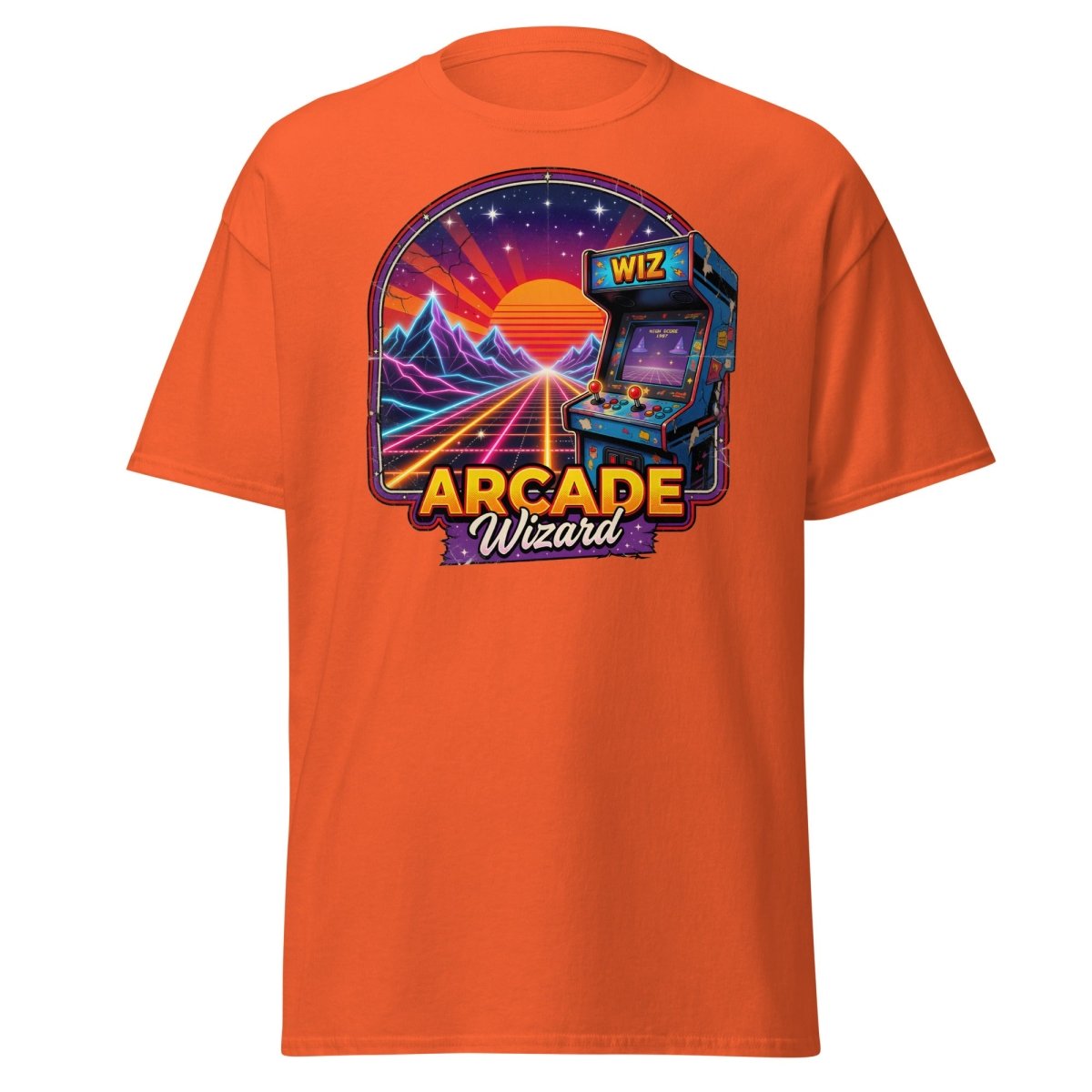 Arcade Wizard Retro 80s Neon T-Shirt | Vintage Arcade Tee - Orange - TeeRipple