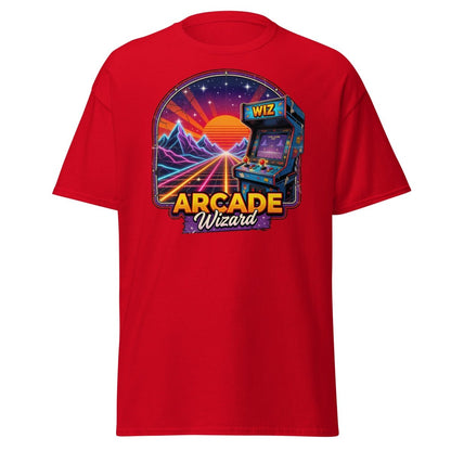 Arcade Wizard Retro 80s Neon T-Shirt | Vintage Arcade Tee - Red - TeeRipple