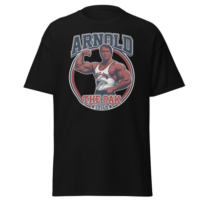 Arnold The Oak 1970s Vintage Bodybuilding T-Shirt - Black - TeeRipple