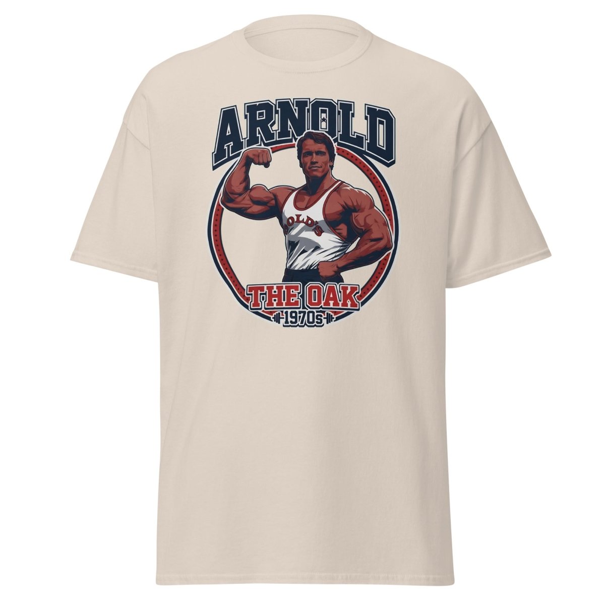 Arnold The Oak 1970s Vintage Bodybuilding T-Shirt - Natural - TeeRipple