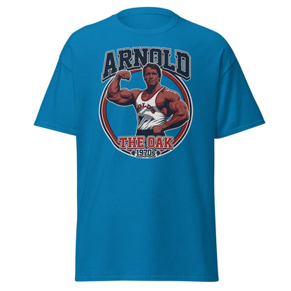 Arnold The Oak 1970s Vintage Bodybuilding T-Shirt - Sapphire - TeeRipple