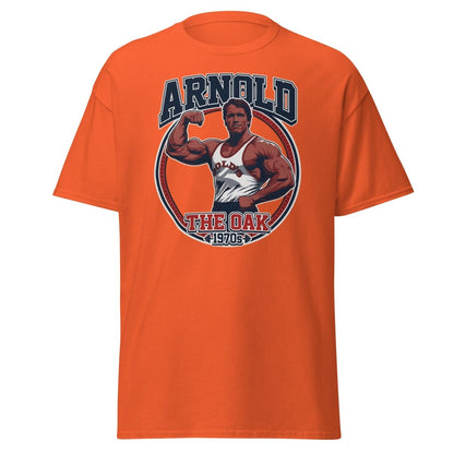 Arnold The Oak 1970s Vintage Bodybuilding T-Shirt - Orange - TeeRipple