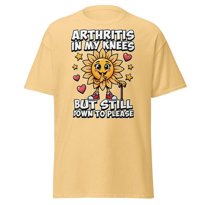 Arthritis In My Knees But Still Down To Please T-Shirt - Yellow Haze - TeeRipple