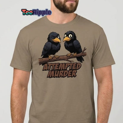 Attempted Murder Crows T-Shirt – Funny Bird Pun Tee - Maroon - TeeRipple