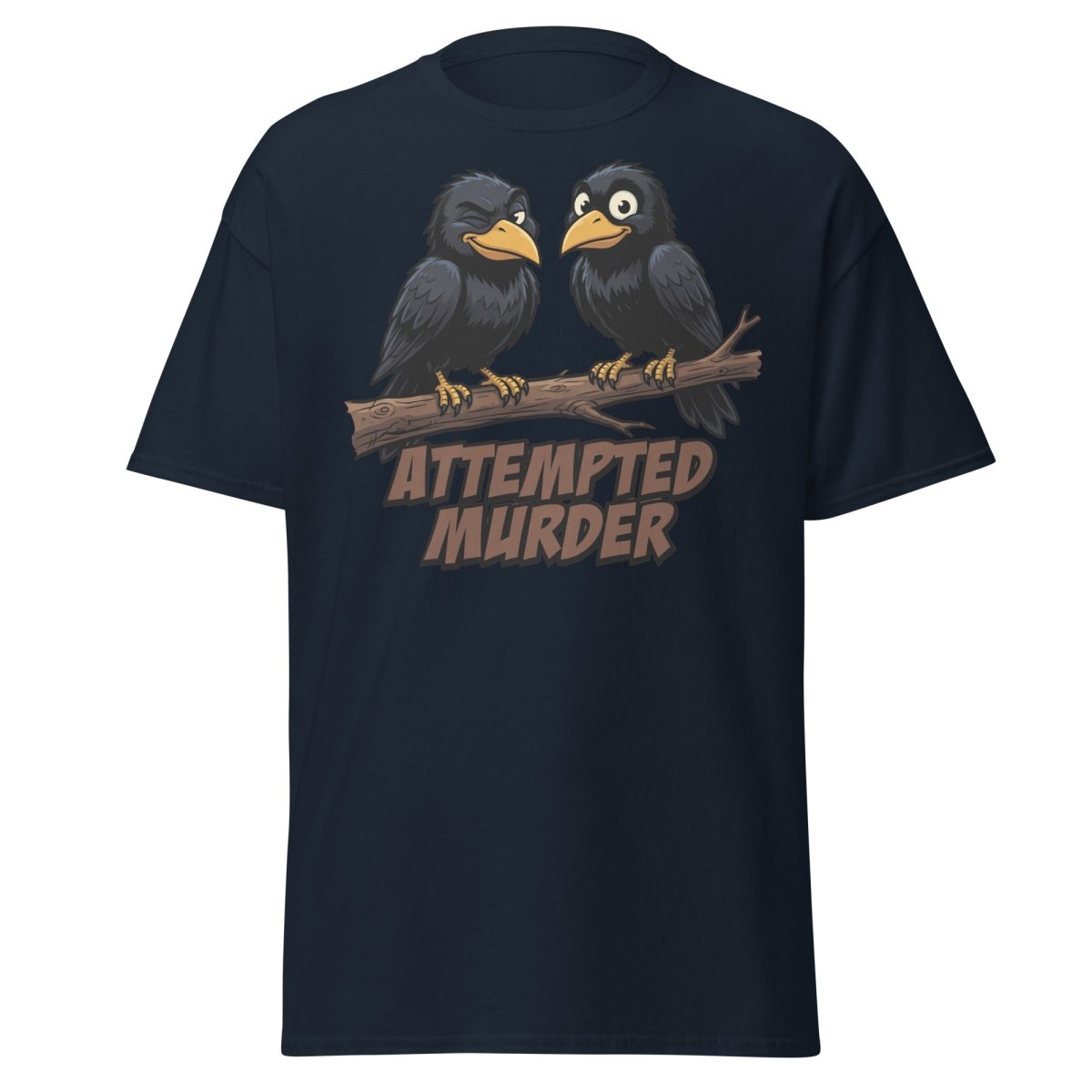Attempted Murder Crows T-Shirt – Funny Bird Pun Tee - Navy - TeeRipple