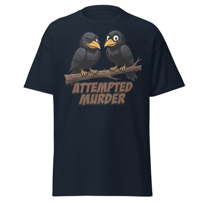 Attempted Murder Crows T-Shirt – Funny Bird Pun Tee - Navy - TeeRipple