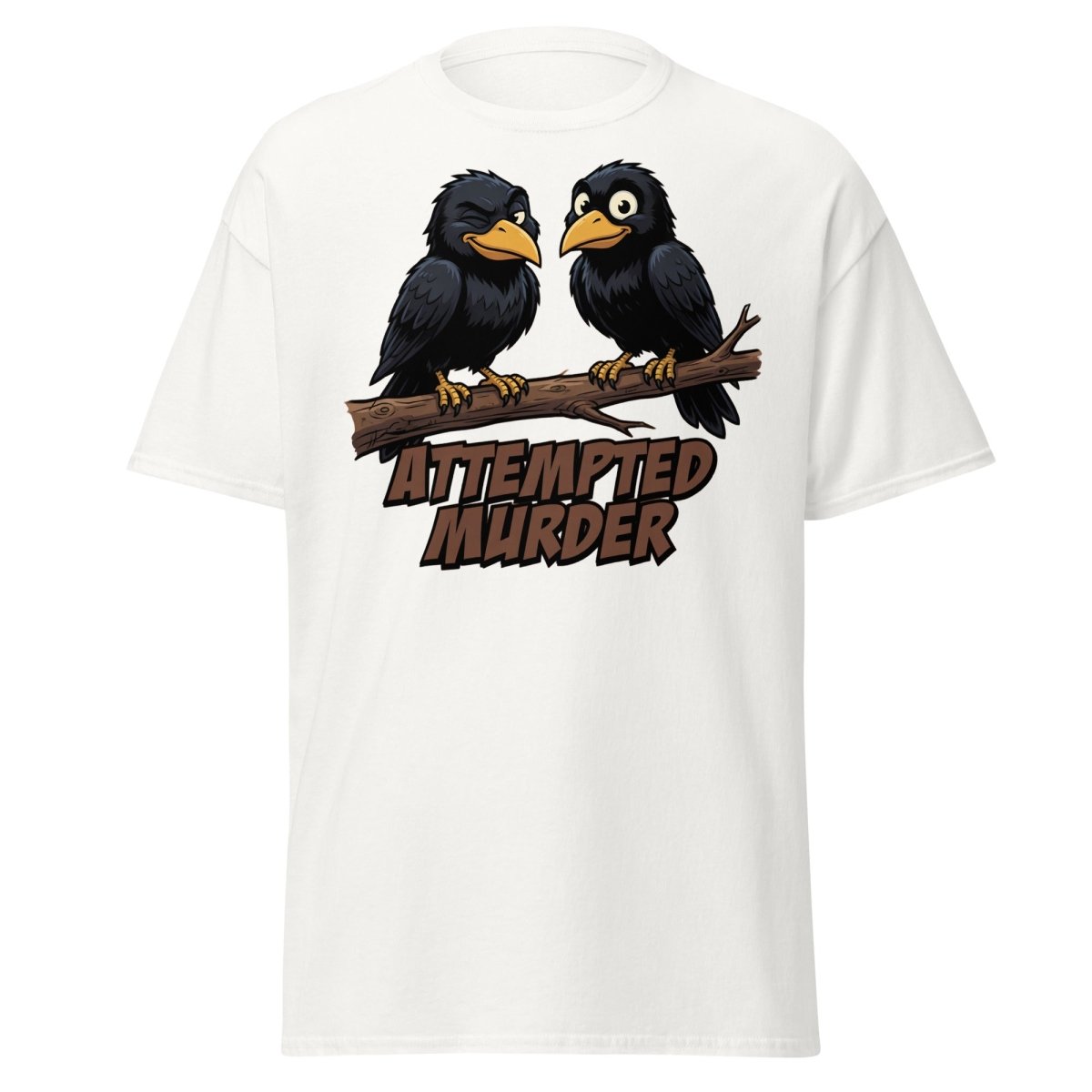 Attempted Murder Crows T-Shirt – Funny Bird Pun Tee - White - TeeRipple