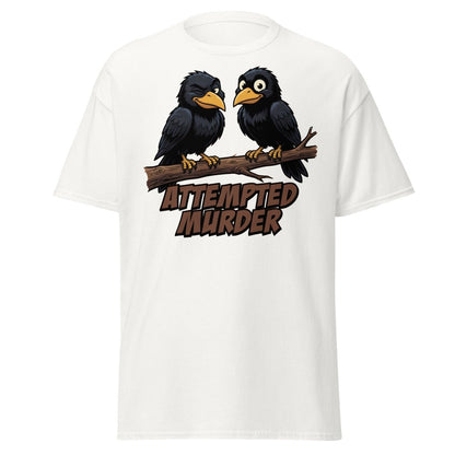 Attempted Murder Crows T-Shirt – Funny Bird Pun Tee - White - TeeRipple