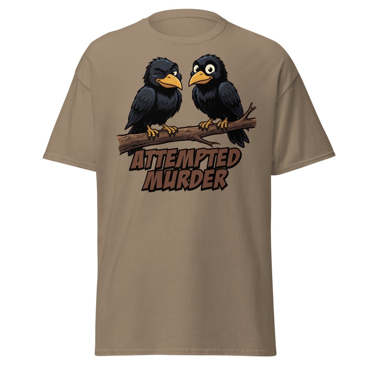 Attempted Murder Crows T-Shirt – Funny Bird Pun Tee - Brown Savana - TeeRipple
