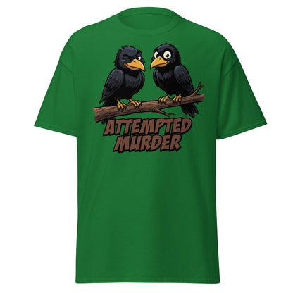 Attempted Murder Crows T-Shirt – Funny Bird Pun Tee - Turf Green - TeeRipple