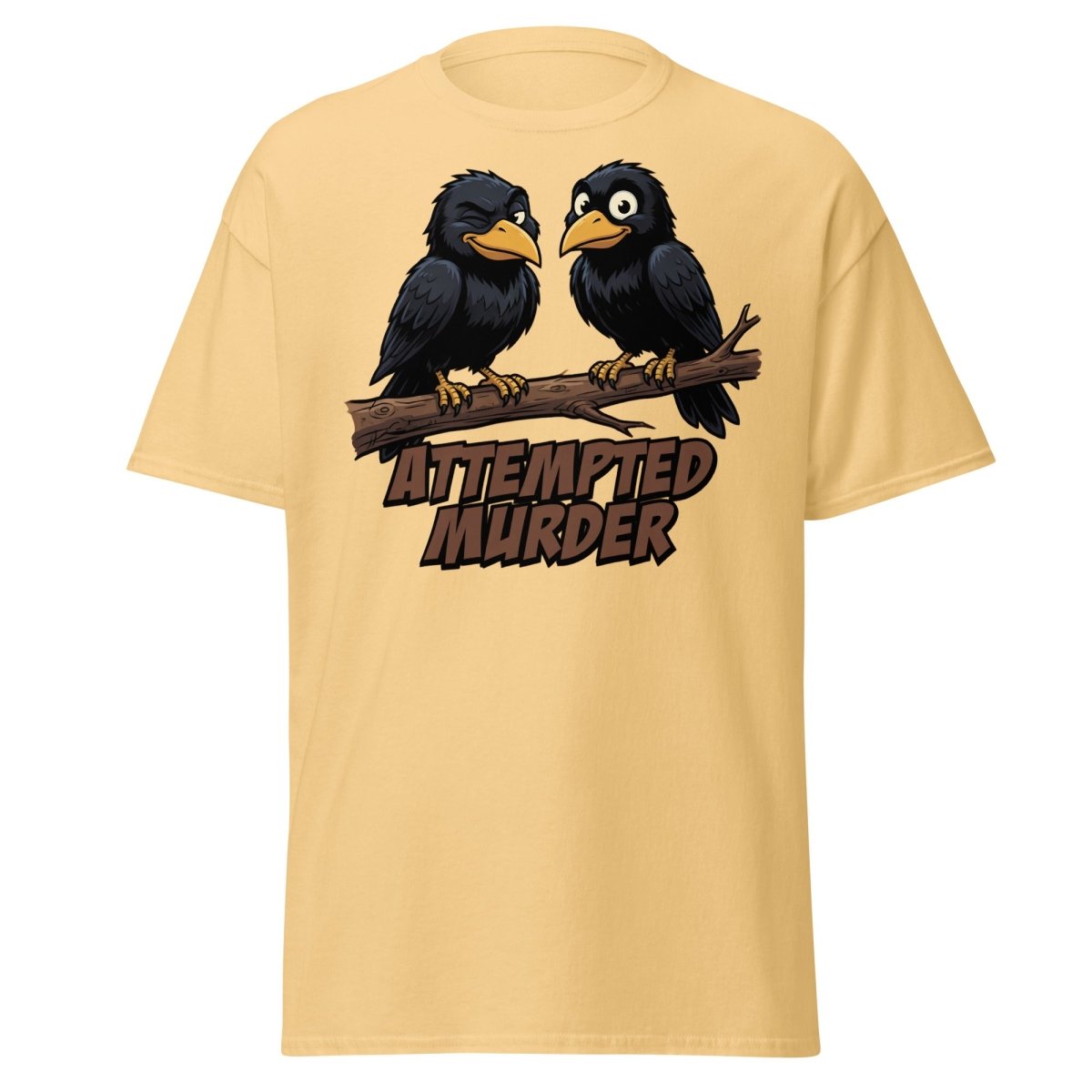 Attempted Murder Crows T-Shirt – Funny Bird Pun Tee - Yellow Haze - TeeRipple