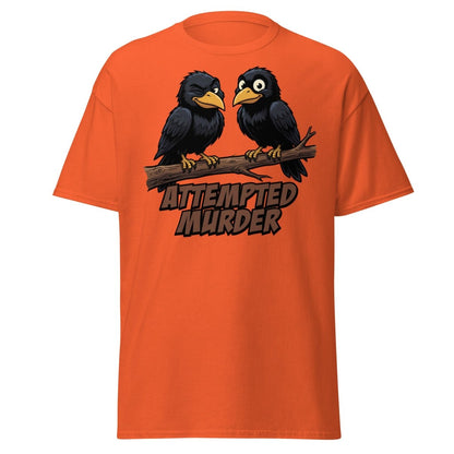 Attempted Murder Crows T-Shirt – Funny Bird Pun Tee - Orange - TeeRipple