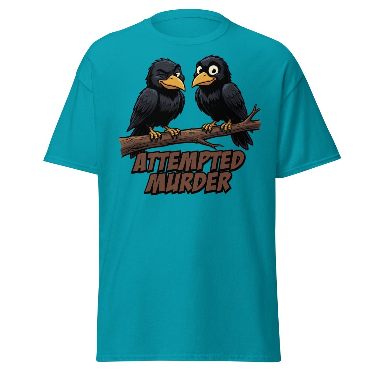 Attempted Murder Crows T-Shirt – Funny Bird Pun Tee - Tropical Blue - TeeRipple