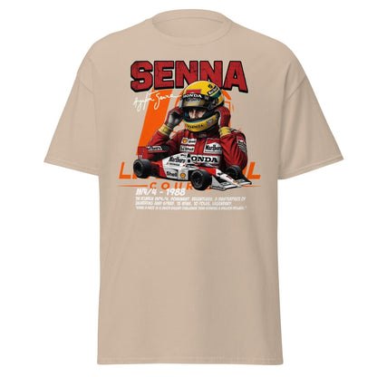 Ayrton Senna MP4/4 1988 McLaren F1 Racing T-Shirt - Sand - TeeRipple