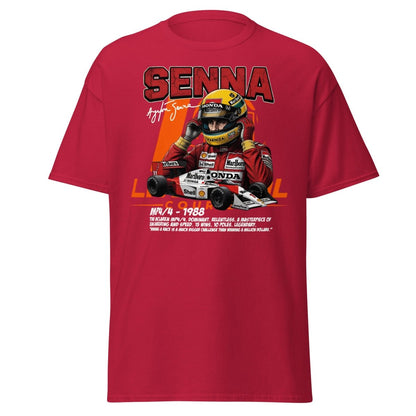 Ayrton Senna MP4/4 1988 McLaren F1 Racing T-Shirt - Cardinal - TeeRipple