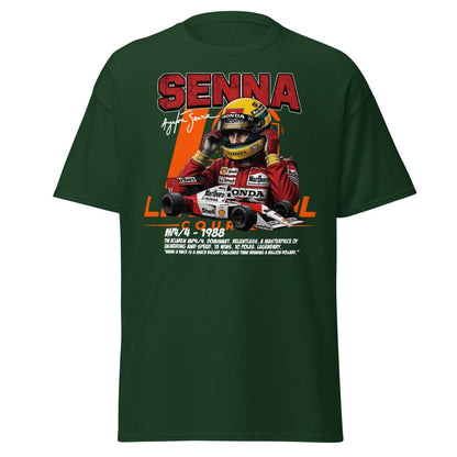 Ayrton Senna MP4/4 1988 McLaren F1 Racing T-Shirt - Forest Green - TeeRipple