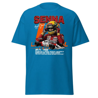 Ayrton Senna MP4/4 1988 McLaren F1 Racing T-Shirt - Sapphire - TeeRipple