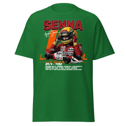 Ayrton Senna MP4/4 1988 McLaren F1 Racing T-Shirt - Turf Green - TeeRipple