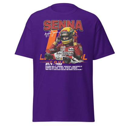Ayrton Senna MP4/4 1988 McLaren F1 Racing T-Shirt - Purple - TeeRipple