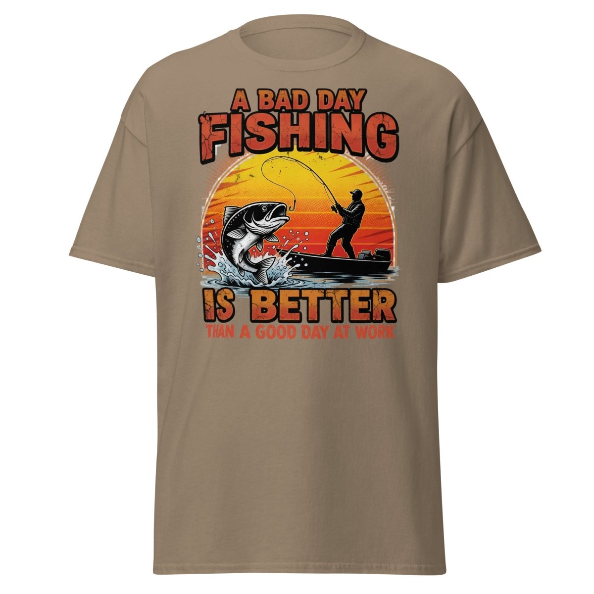 Bad Day Fishing T-Shirt - Funny Fisherman Quote Tee - Brown Savana - TeeRipple