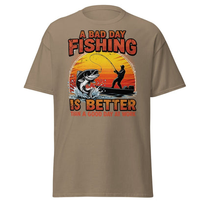 Bad Day Fishing T-Shirt - Funny Fisherman Quote Tee - Brown Savana - TeeRipple