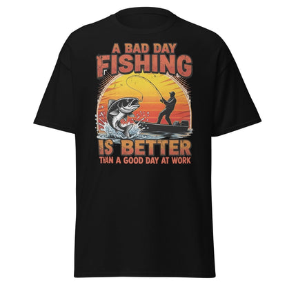 Bad Day Fishing T-Shirt - Funny Fisherman Quote Tee - Black - TeeRipple