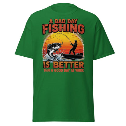 Bad Day Fishing T-Shirt - Funny Fisherman Quote Tee - Turf Green - TeeRipple