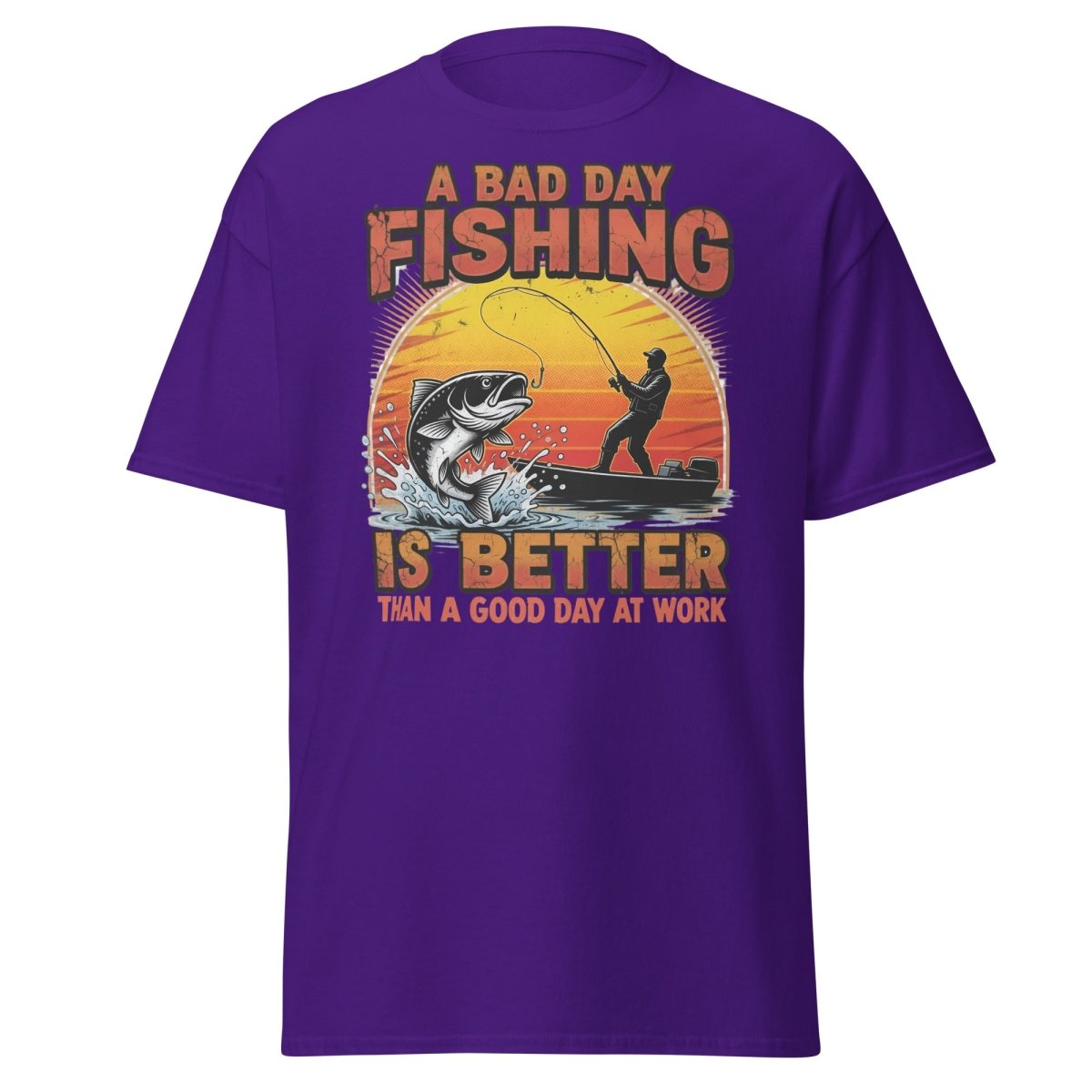 Bad Day Fishing T-Shirt - Funny Fisherman Quote Tee - Purple - TeeRipple