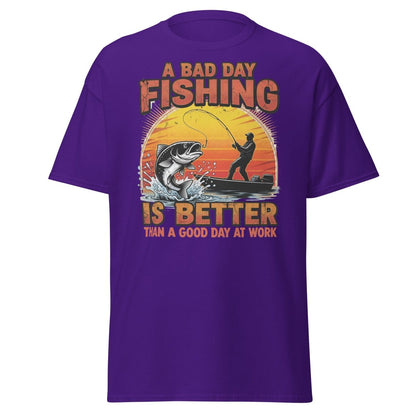 Bad Day Fishing T-Shirt - Funny Fisherman Quote Tee - Purple - TeeRipple