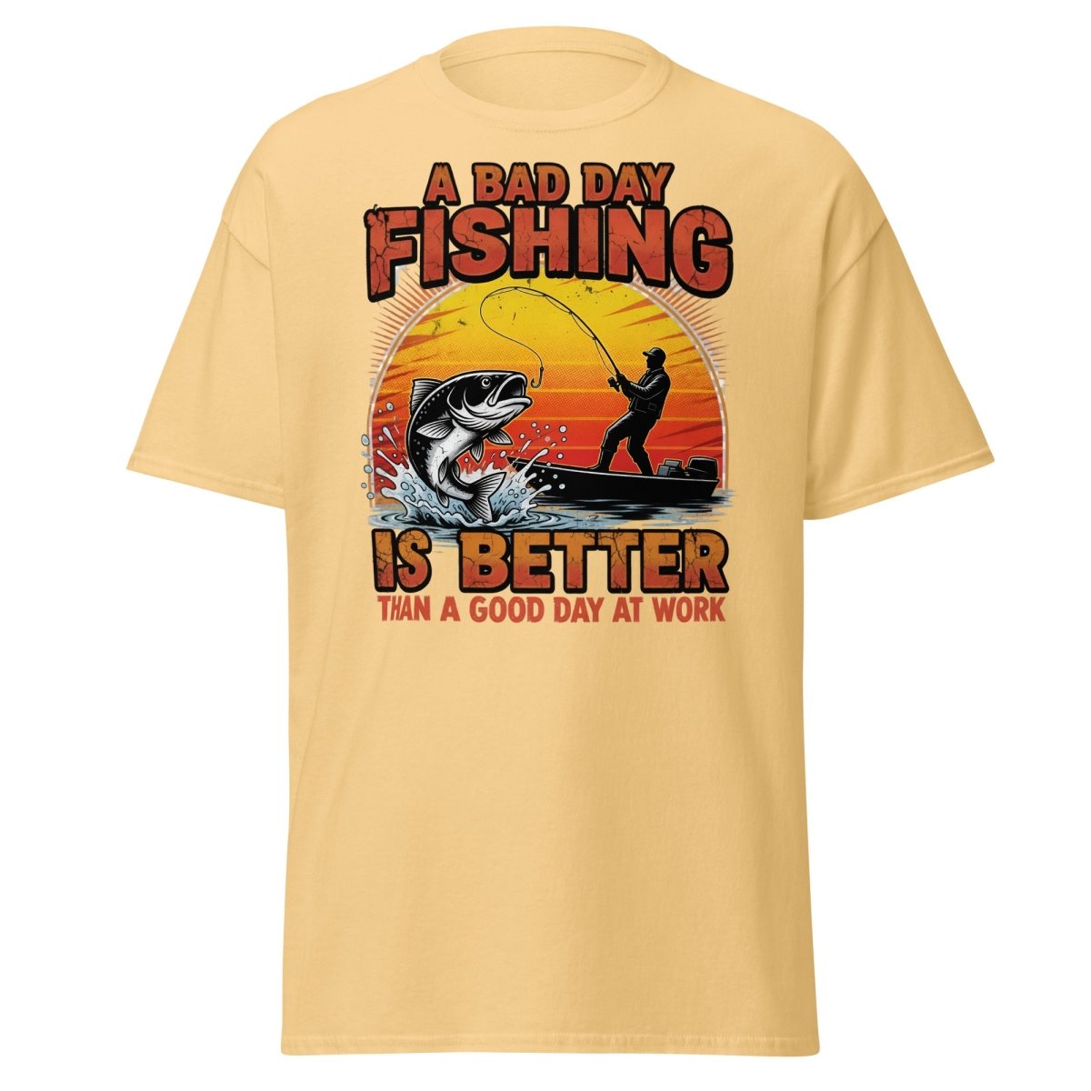 Bad Day Fishing T-Shirt - Funny Fisherman Quote Tee - Yellow Haze - TeeRipple
