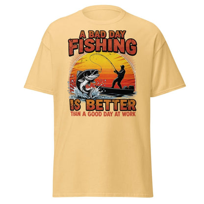 Bad Day Fishing T-Shirt - Funny Fisherman Quote Tee - Yellow Haze - TeeRipple