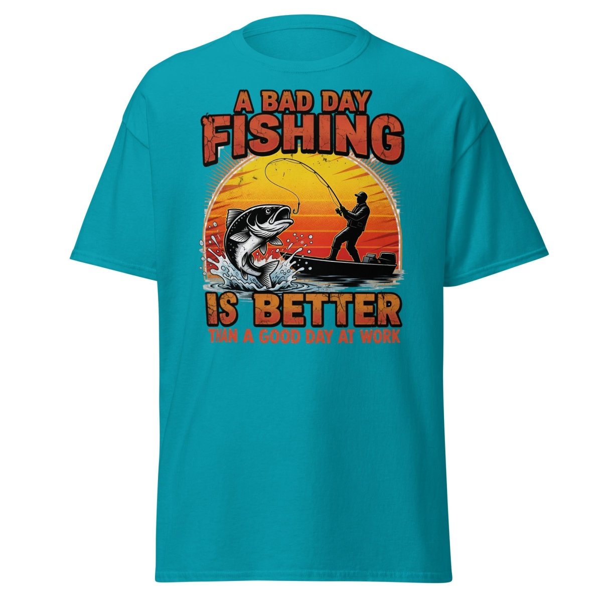 Bad Day Fishing T-Shirt - Funny Fisherman Quote Tee - Tropical Blue - TeeRipple