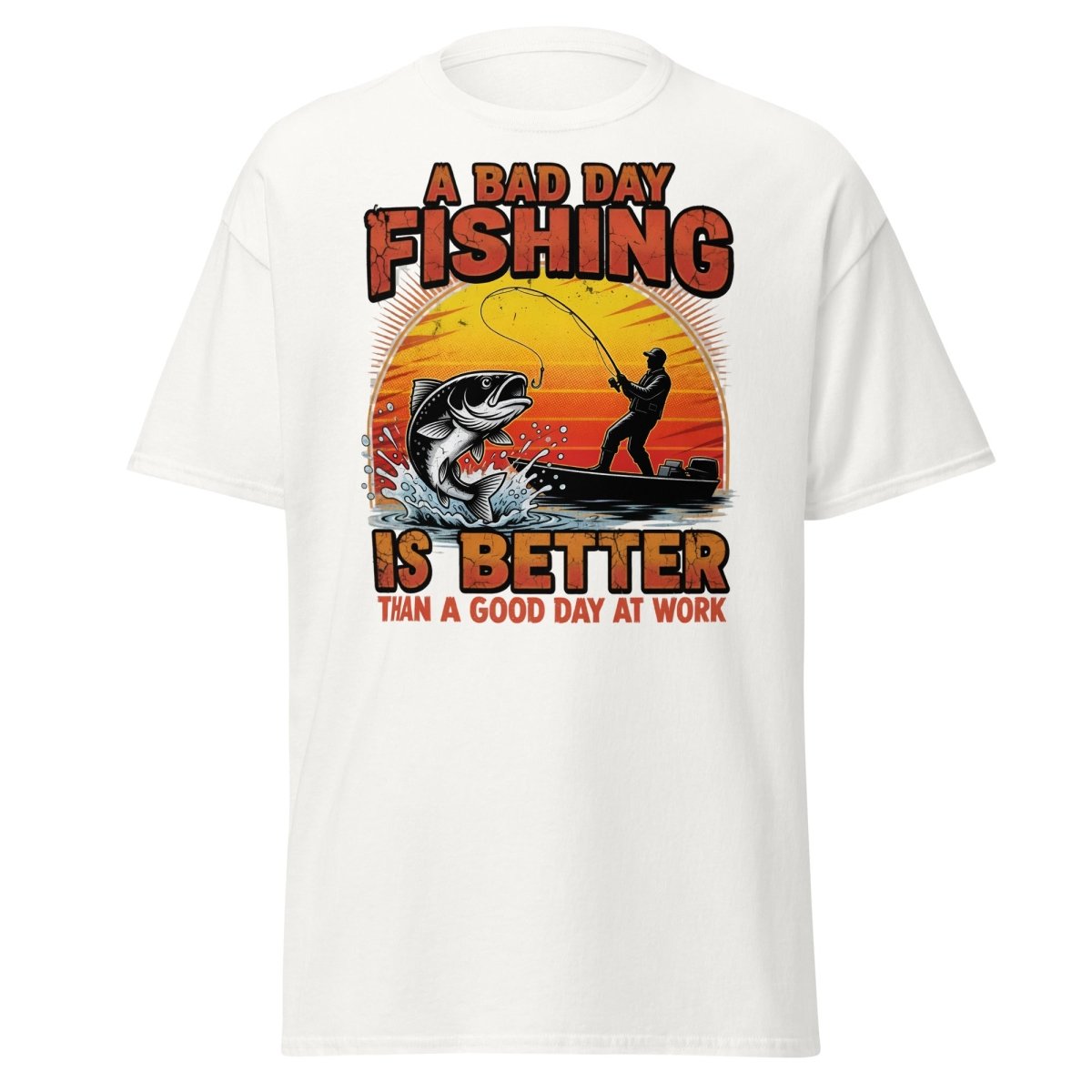 Bad Day Fishing T-Shirt - Funny Fisherman Quote Tee - White - TeeRipple