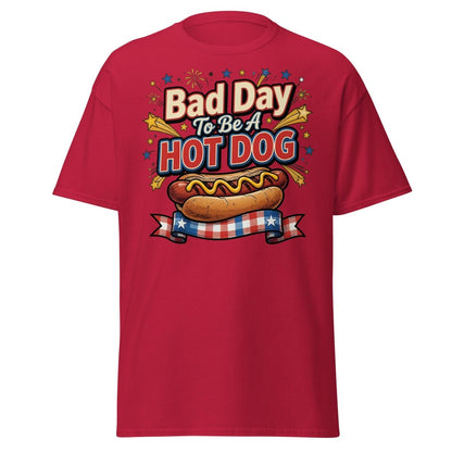 Bad Day To Be A Hot Dog T-Shirt | Funny Patriotic BBQ Tee - Cardinal - TeeRipple
