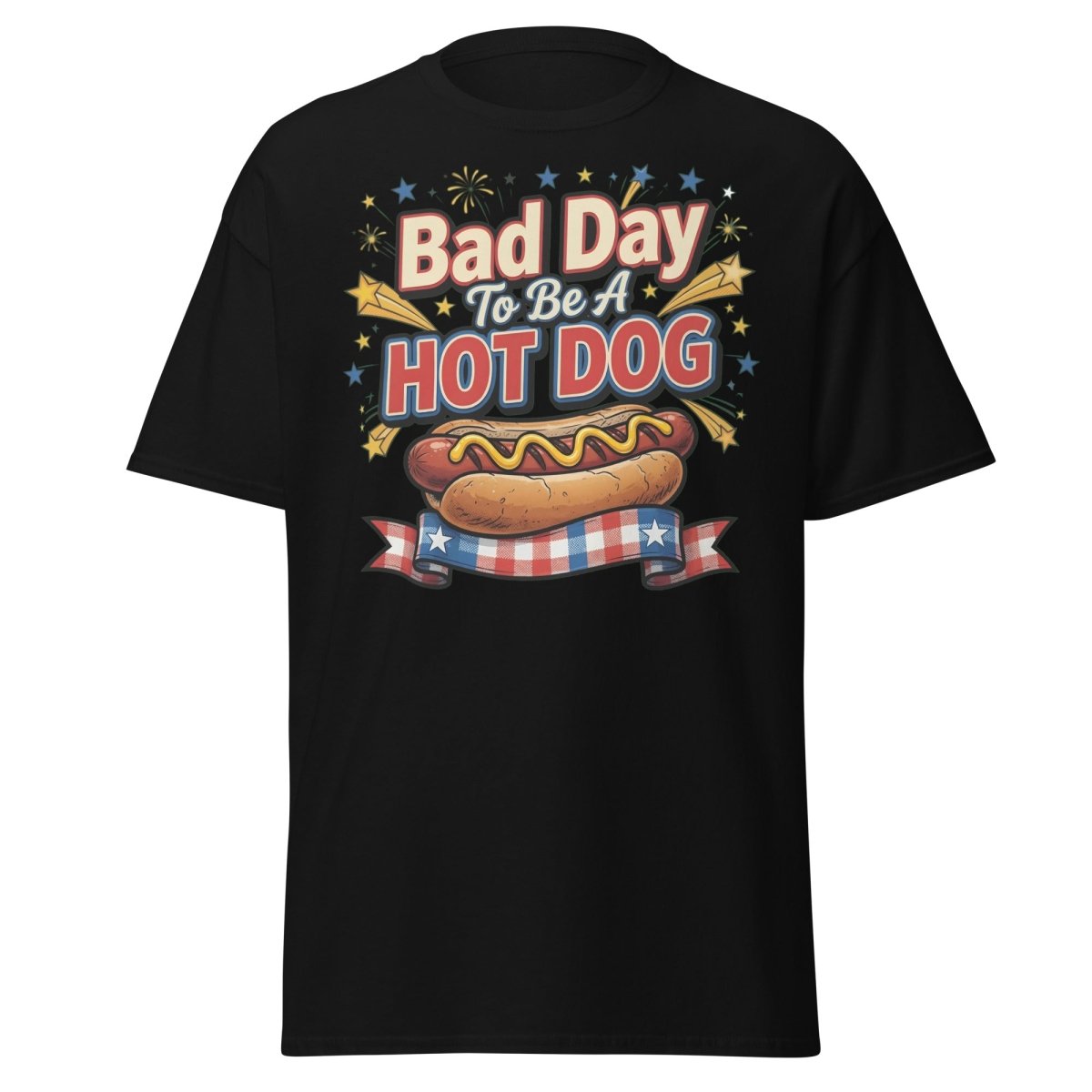 Bad Day To Be A Hot Dog T-Shirt | Funny Patriotic BBQ Tee - Black - TeeRipple