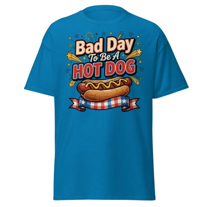 Bad Day To Be A Hot Dog T-Shirt | Funny Patriotic BBQ Tee - Sapphire - TeeRipple