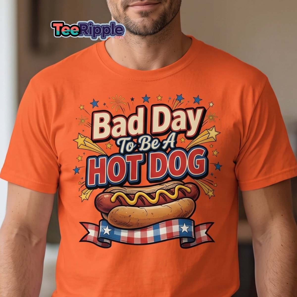 Bad Day To Be A Hot Dog T-Shirt | Funny Patriotic BBQ Tee - Maroon - TeeRipple