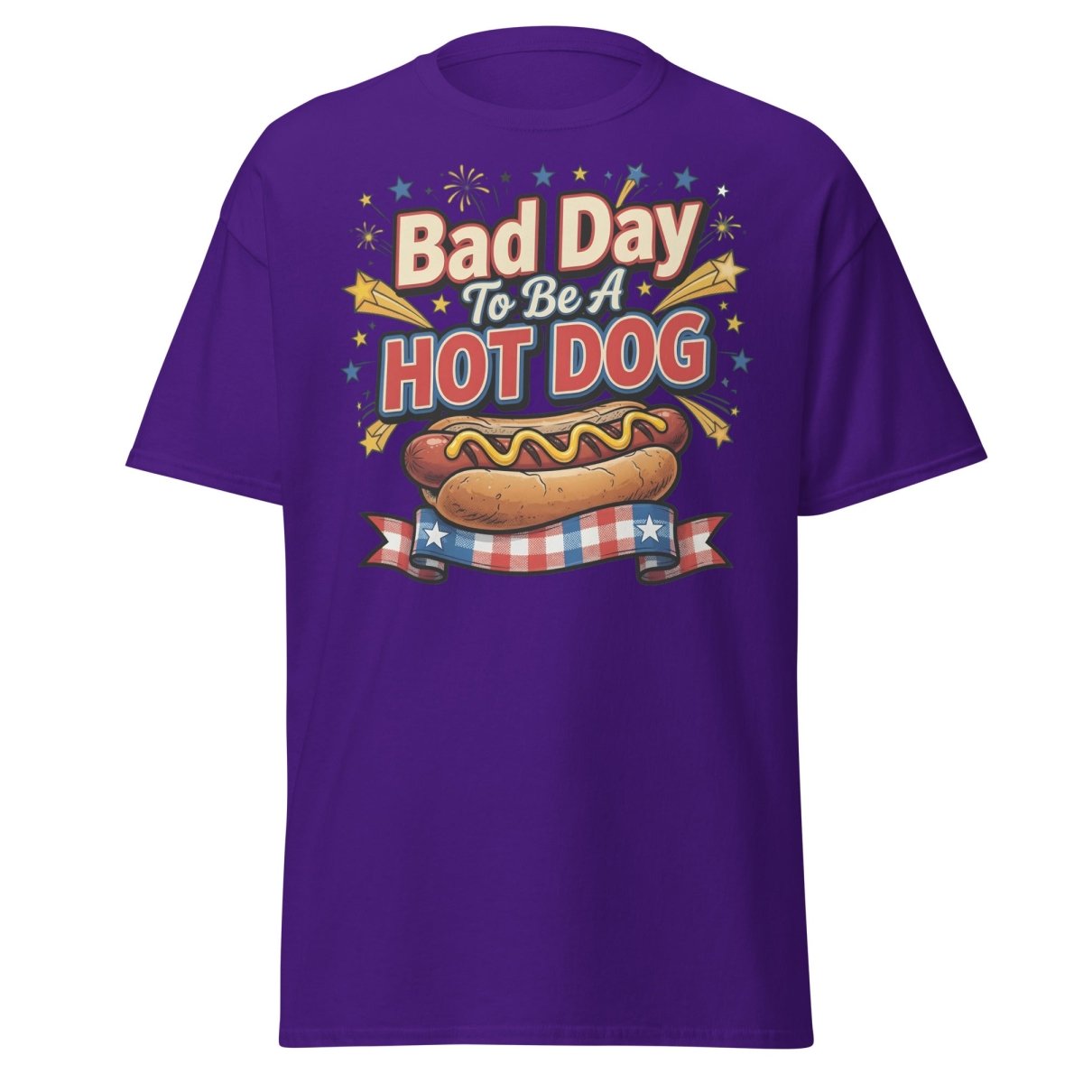 Bad Day To Be A Hot Dog T-Shirt | Funny Patriotic BBQ Tee - Purple - TeeRipple